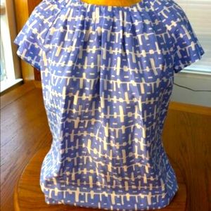 Banana Republic Blue & White Short Sleeve Blouse